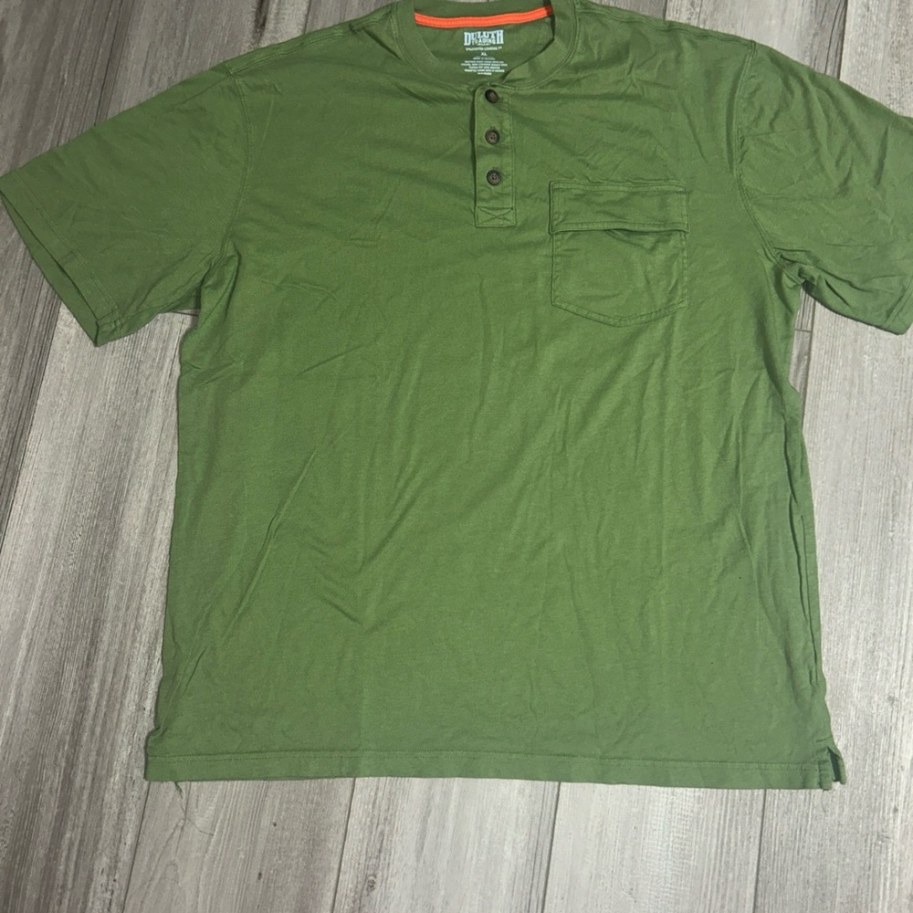 Duluth Trading Olive Green Short Sleeve Henley Shirt Pocket Men XL - Picture 2 of 10